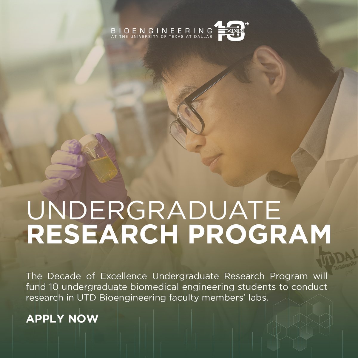 bme_utd's tweet photo. Apply now to be a part of the Undergraduate Research Program! Gain research experience in a Bioengineering faculty member’s lab.
More info: https://t.co/4UrCCcLnFS
#bioengineering #utdallas #utdbioe #research #undergraduate https://t.co/DLR47CmG0V