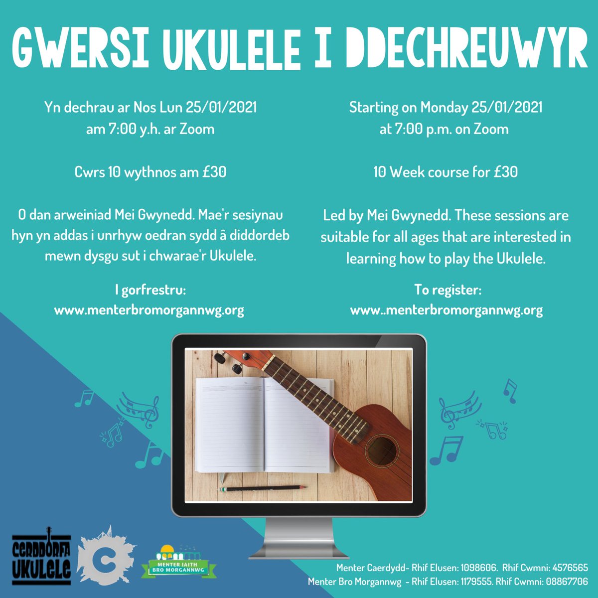 Gwersi Ukulele i ddechreuwyr o dan arweiniad <a href="/meigwynedd/">Mei Gwynedd</a> 🎸🎼 

Yn dechrau ar Nos Lun am 7yh! 

Ewch i’r wefan i gofrestru:
mentercaerdydd.cymru/product/ukulel…