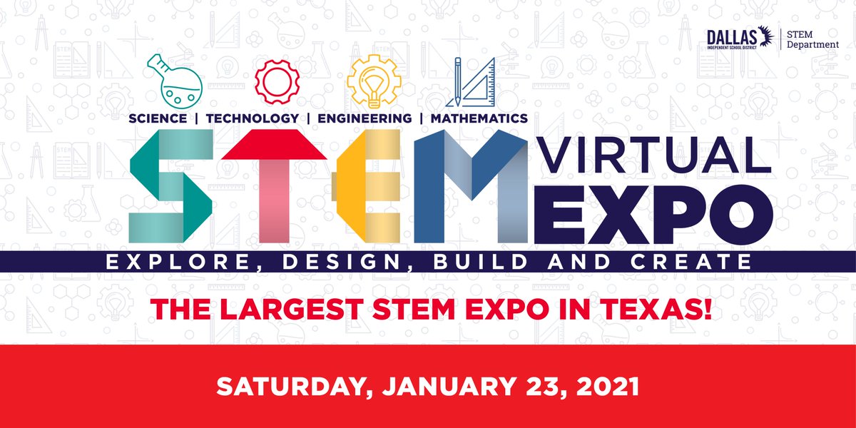 ⚙ Join us at Dallas ISD’s Virtual STEM EXPO this Saturday, January 23, 8:30 a.m. - 5 p.m. Find a variety of virtual exhibits and experiences in Science, Technology, Engineering and Math! 

Register today ➡ dallasisd.org/stemexpo