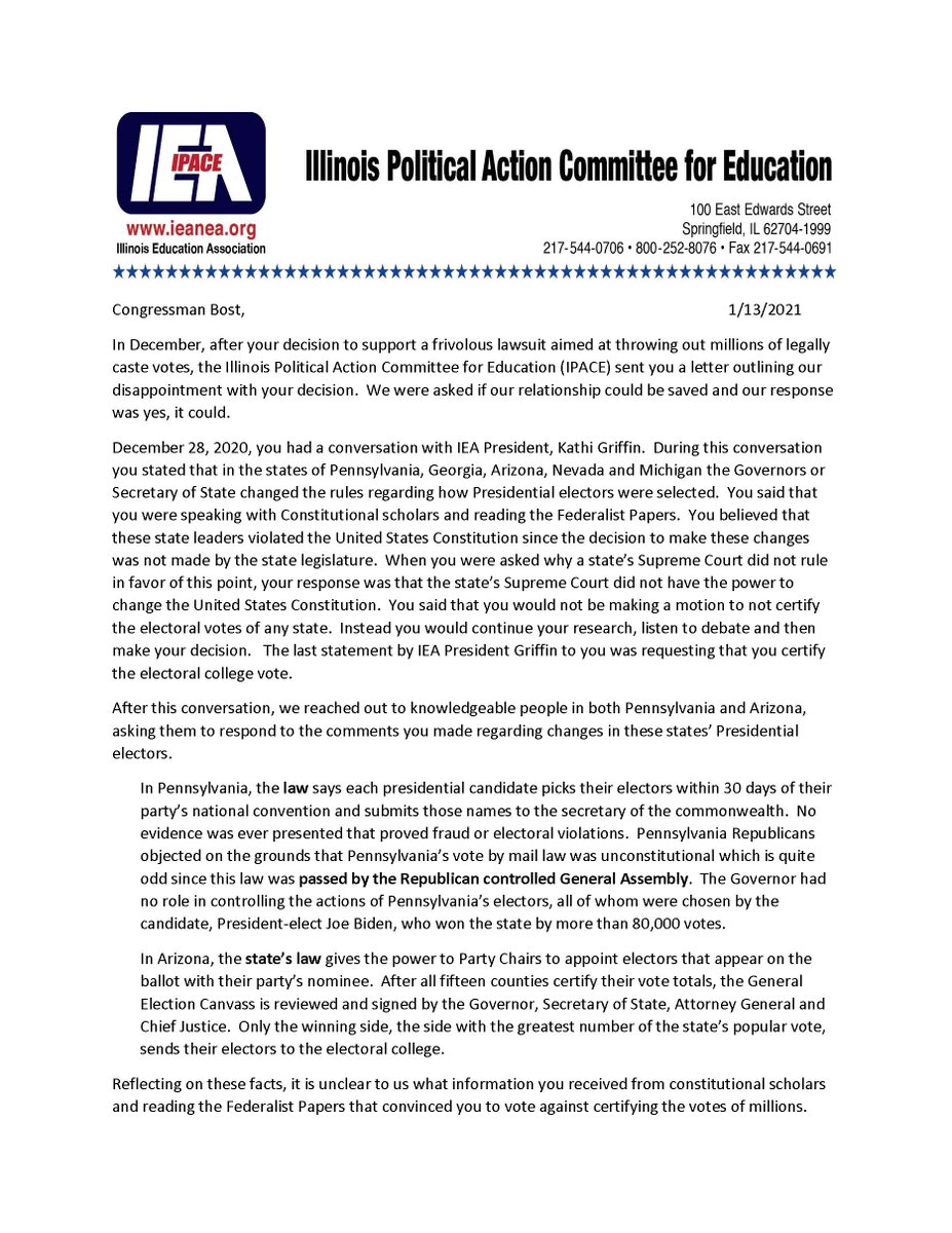 ieanea's tweet image. The IEA/ IPACE no longer recommends Representative Mike Bost. Here’s why: