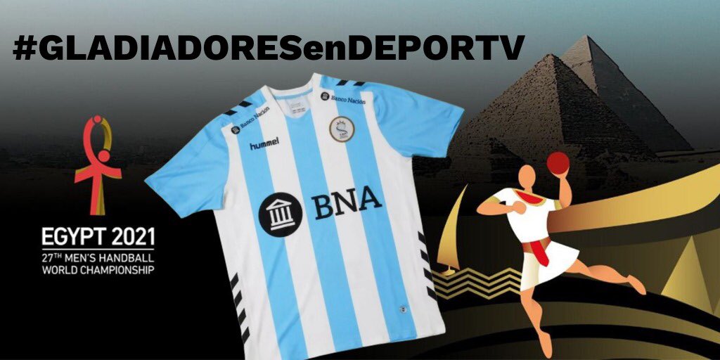 canaldeportv's tweet photo. [SORTEO] Además de disfrutar del partido de #Argentina en el Mundial de #Egypt2021  , ¡podés ganarte esta hermosa camiseta de la Selección 🇦🇷 @hummelargentina! 👏👏

Seguinos, RT a este tuit y comentá con el HT #GLADIADORESenDEPORTV. ¡Se va al final del partido! 🎉🎉 https://t.co/rGXOK6kFLk