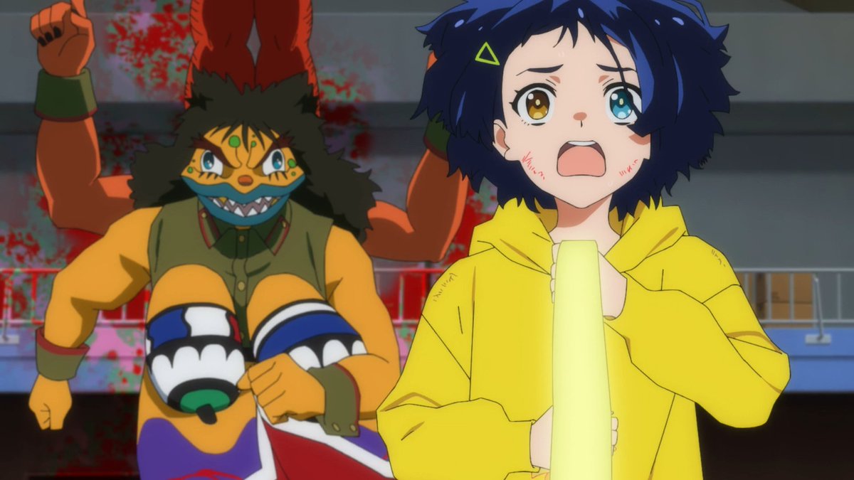 What follows is some truly bombastic action sequences. I love how much the colors pop in this anime. Ai finds out that she can use Minami's ribbon as a weapon — an extension of her character. This is why even if Ai's been blinded by the monster milk that squirted out of the-