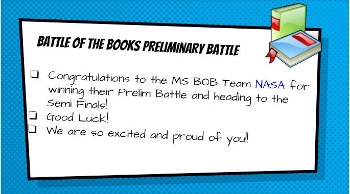 abgerman's tweet photo. We are so proud of our NASA team, who won their preliminary @VBPLibrary #BattleofBooks round and earned a spot in the MS semi-finals! Good luck! Your @BrickellAcademy family is cheering for you! @Principal4GT @jemsmallwood @SuHolz @vblms @realmscamper @RidlonLynn @BrickellPTA https://t.co/5wuhRKkit7