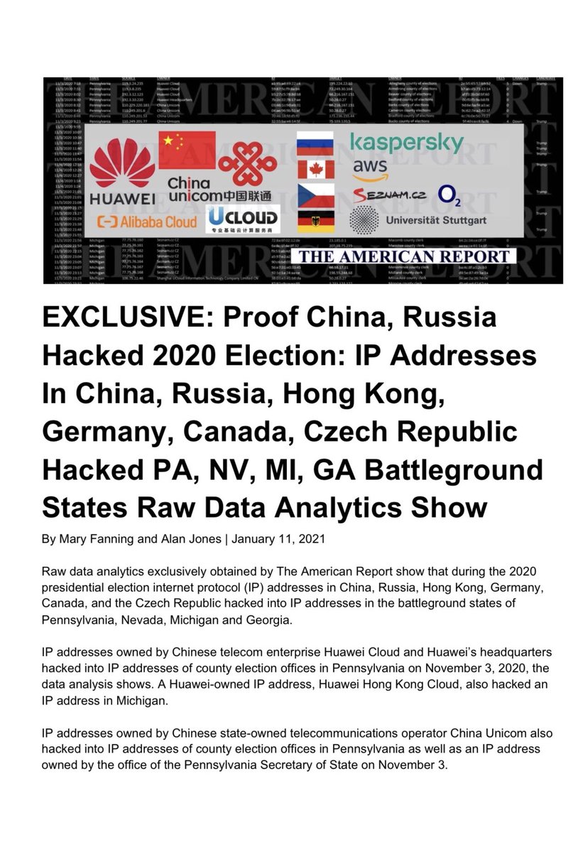 This is apparently the “100% evidence” Mike Lindell is relying on to claim Dominion voting systems were “hacked” by foreign adversaries. It’s a screed from a crank site called The American Report, obviously written by tech illiterates, containing no actual evidence.