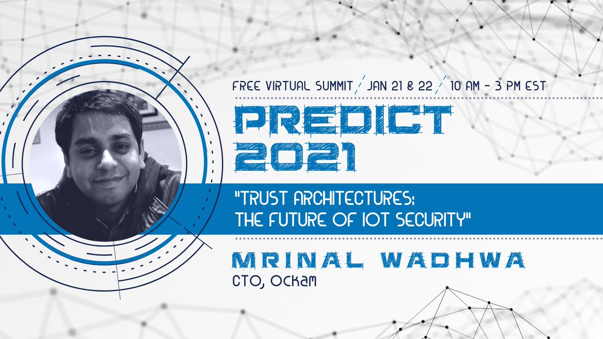 Ockam's tweet image. 📣 Ockam's CTO @mrinal will be at #Predict2021 by @devopsdotcom!
He will share how Ockam is bringing #TrustArchitectures to the application layers of connected devices and cloud services.