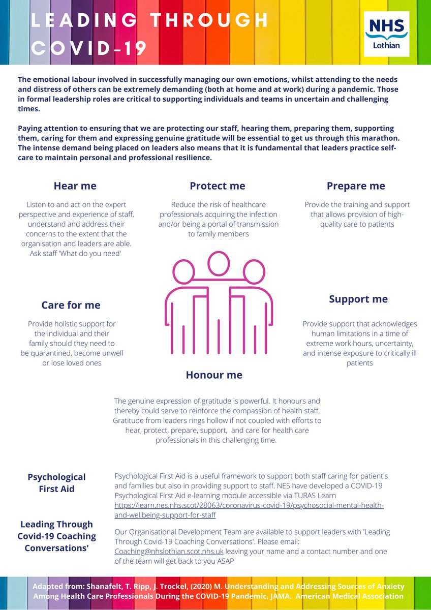 amanda_langsley's tweet photo. Leading through Covid-19 is tough!

We need to think about the staff right in front of us and those working at home and shielding. A different set of leadership skills is required based on psychological 1st aid and compassionate leadership @NHS_Lothian @LothianLeader https://t.co/SgIMabjrxP