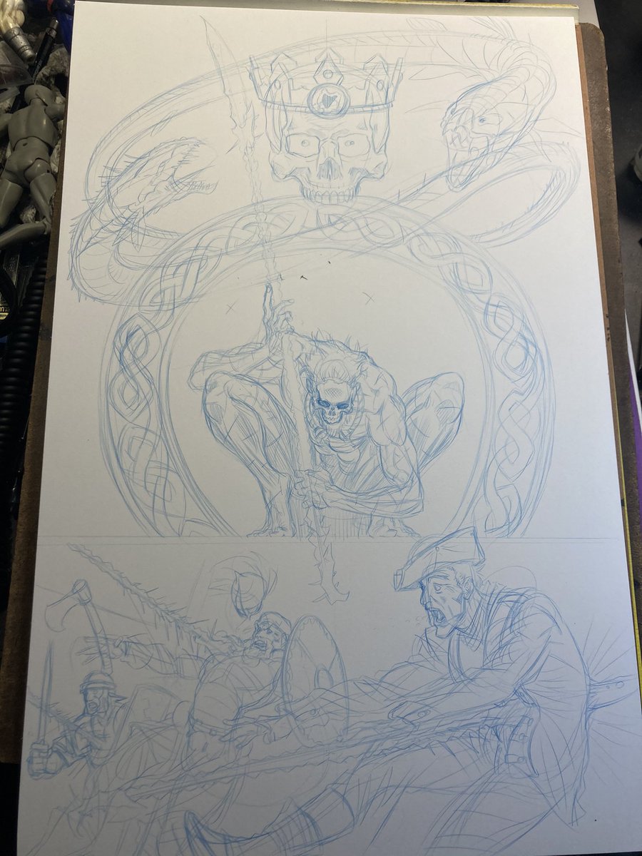Pencils for a page coming up in vestige 3! Bit of a preview goin’ on... #comicart #comicartist #artist #pencilsketch #pencilart #pencil #penciller #comicpencils #pencildrawing #pencilsketches #celticpattern #seamonster #celticwarrior #irishmythology
