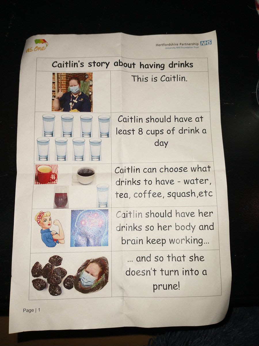 CatMurphySLT's tweet photo. Love this Social Story made for me by @anyabrick dietitian to make sure I drink whilst covering shifts on Dove Ward! Made me laugh and made me think! ππππ #easyread #socialstory #socialstories #drinkfluids #teamalliedhealth #therapists #dietetics #slt #slpeeps #AHPs https://t.co/muHi3LaJkn