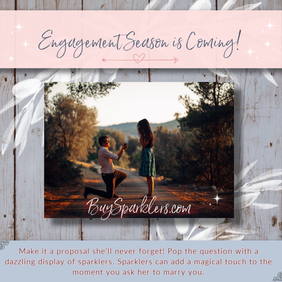 buysparklers's tweet photo. Engagement Season is coming and Valentine's is when so many proposals happen.  Make your proposal unforgettable by adding the magic of sparklers!  #engagementseason  #proposalideas #sparklers #sayido https://t.co/rXJJzOTnqS