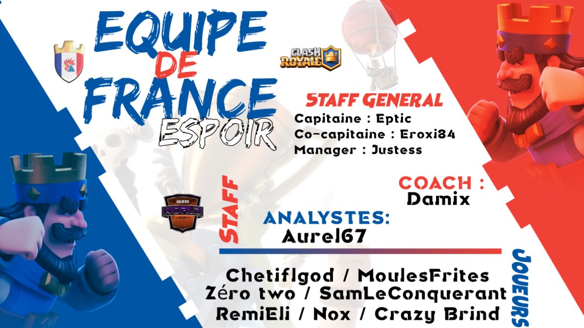 L'équipe de France participera à la <a href="/GrandZoneGaming/">GrandZoneGaming</a> World Cup 🌐

💼 <a href="/EpticRS/">Romain</a>
💼 @eroxi84cr
💼 <a href="/JustessCR/">Noé</a>
🗣️ <a href="/Damix_CR/">Don Dada</a>
📊 <a href="/Aurel67_/">Aurelito</a>

📱 <a href="/ChetiFLGod/">Cheti🇵🇸🇩🇿🇫🇷</a>
📱 <a href="/moulesfrites18/">Moulesfrites</a>
📱 @zero_twocr
📱 <a href="/SamLeConquerant/">Saaaaam:-)</a>
📱 <a href="/RemiEli2/">RemiEli</a>
📱 @Nox_bzh
📱 <a href="/CRAZY_BRIND/">Crazy_Brind</a>

Merci pour l'affiche @LatoupiCR 🙏
