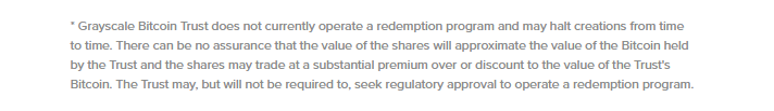 5/ They can send USD or Bitcoin and receive a # of shares equivalent to the BTC value (0.00094919 BTC/share). One catch is its 1 way - Once you put BTC into the trust, it can’t be redeemed. Investors can sell their shares, but the BTC will remain in the trust and off the market