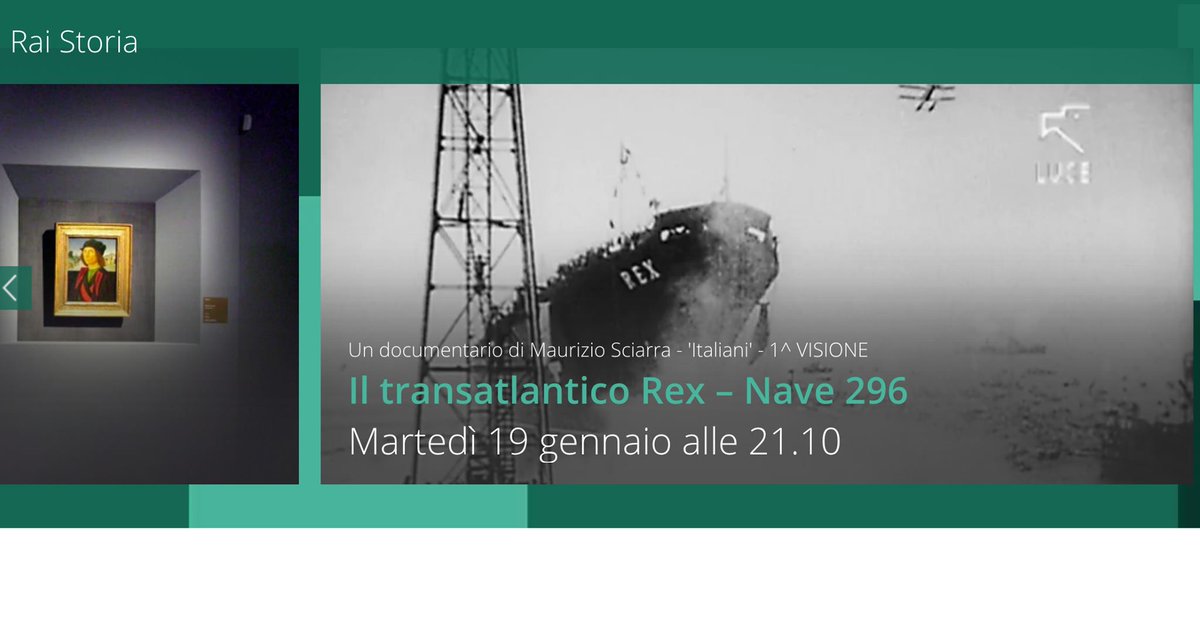 IvanIusco's tweet photo. Watch "Transatlantico Rex - Nave 296", the extraordinary documentary directed by Maurizio Sciarra, on @RaiStoria  (Italian Public Broadcasting Service) tonight at 9.30 pm (GMT+1). Music by @IvanIusco. https://t.co/J4QvXKvUVU