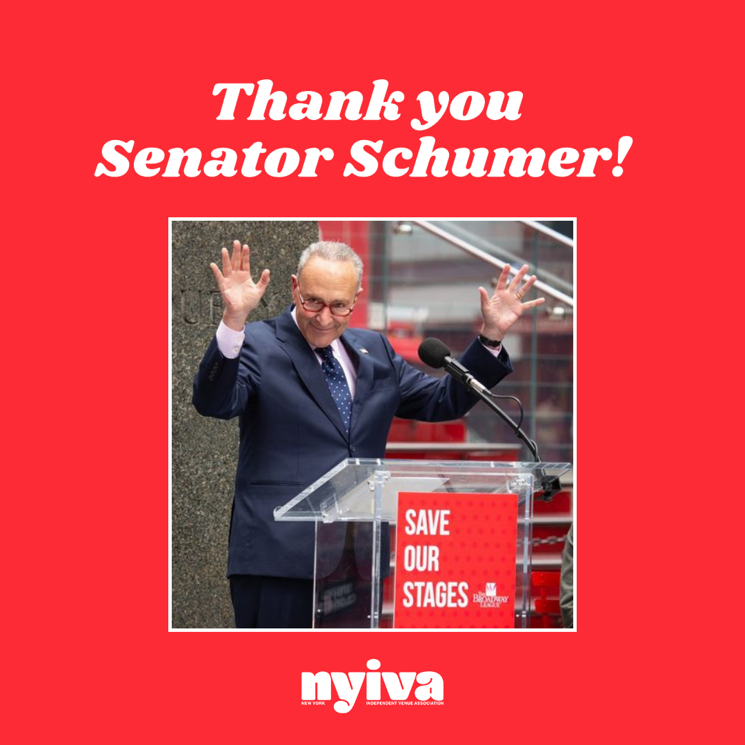 Kudos to @SenSchumer for his stewardship of the Save Our Stages Act #SaveOurStages #covidrelief #saveindievenues #nystrong #nyiva #NIVA #livemusic