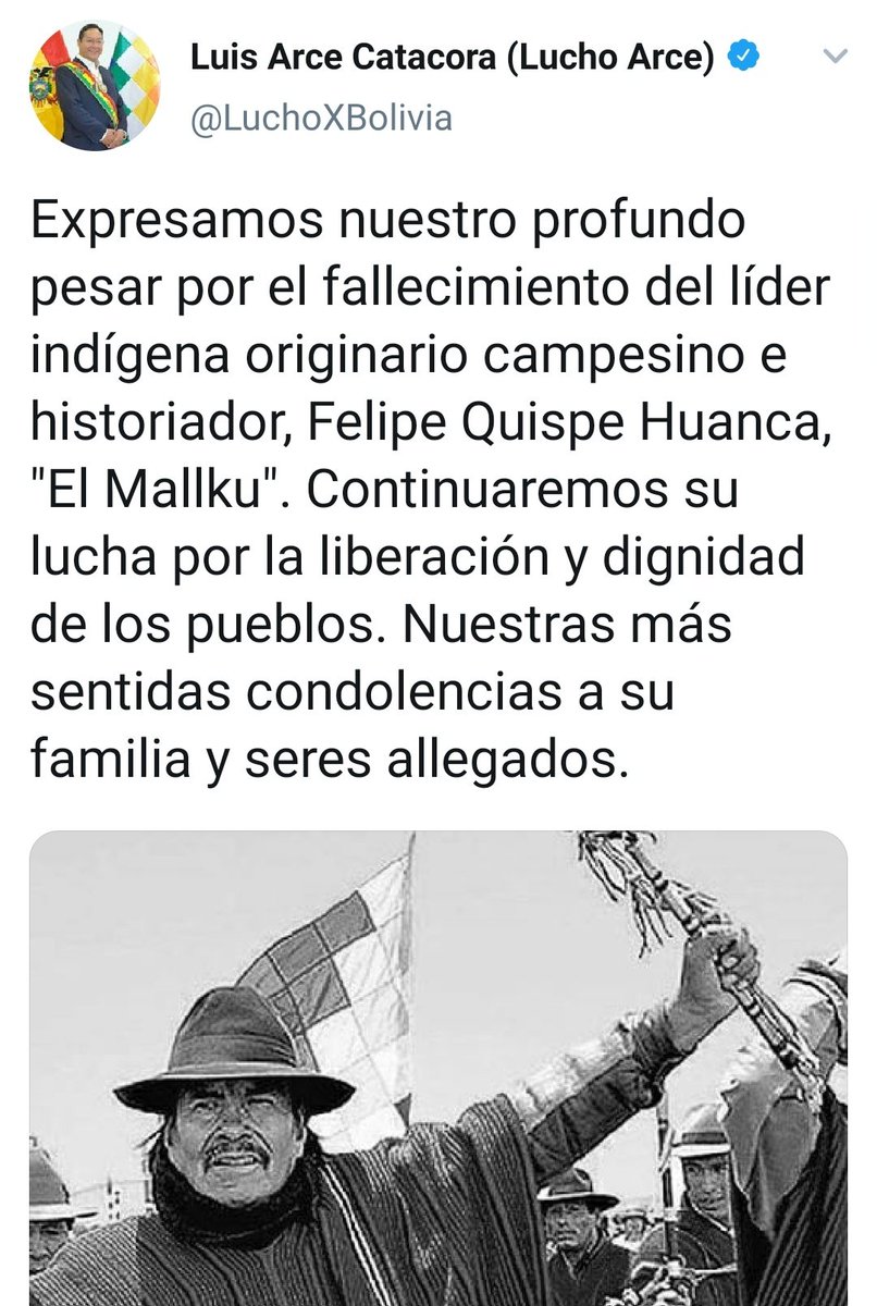 Evo Morales and Luis Arce pay tribute to El Mallku and his fight for liberation.