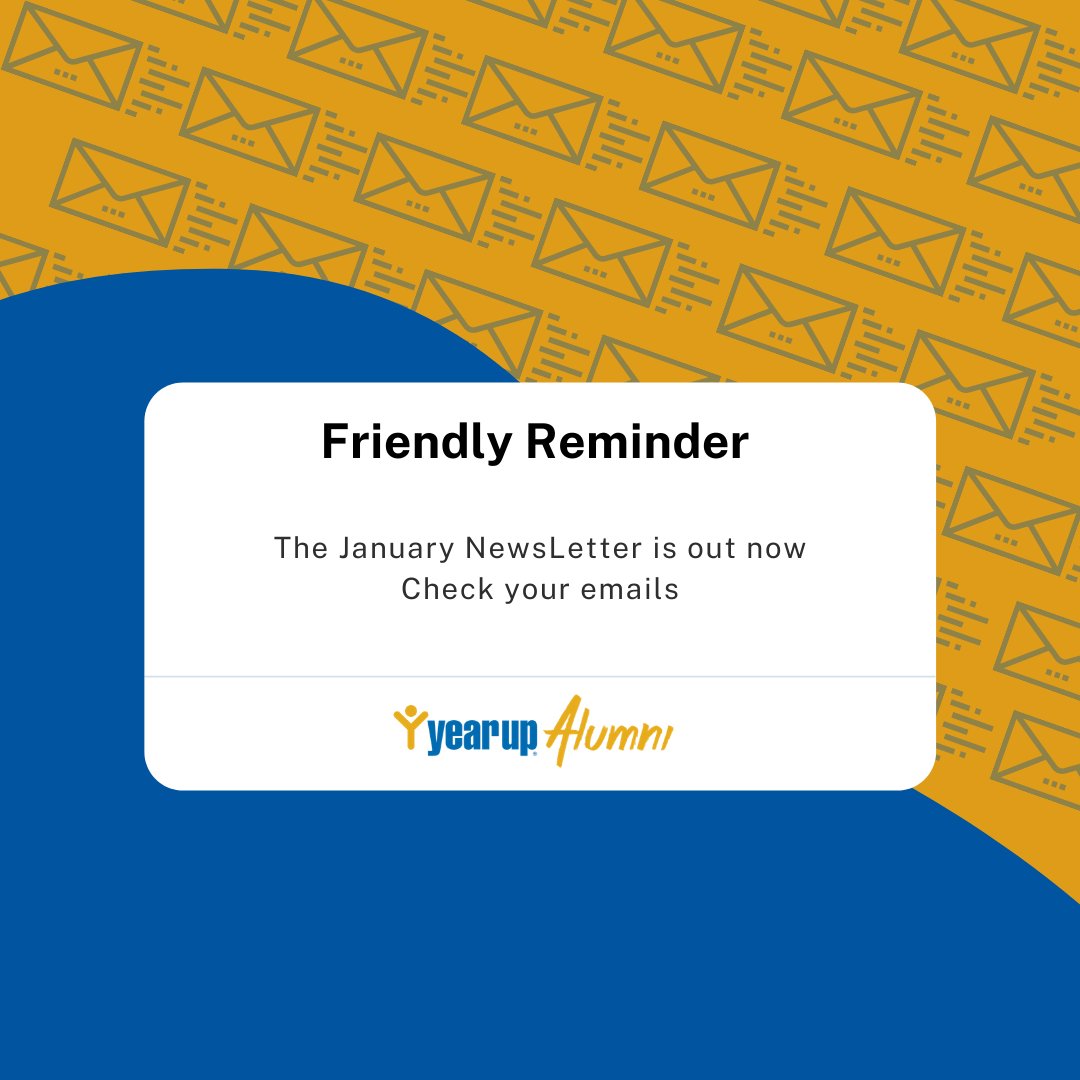 yearupalumni's tweet photo. The first newsletter for the year is out and you don't want to miss out on this one! Check your e-mails and read up on our latest updates!
#yearup #yearupalumni #newsletter https://t.co/Lt0D3WlV3R