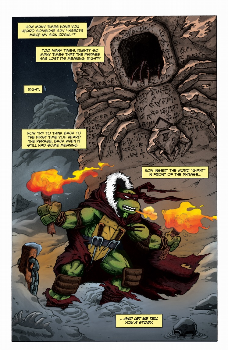 Dave White. At some point it was decided Raph should have a phobia of bugs. Far as I know it first showed up in an episode of the 2K3 show, but I dunno if that's where it came from or it was a Mirage invention, but it's persisted with the character across incarnations.