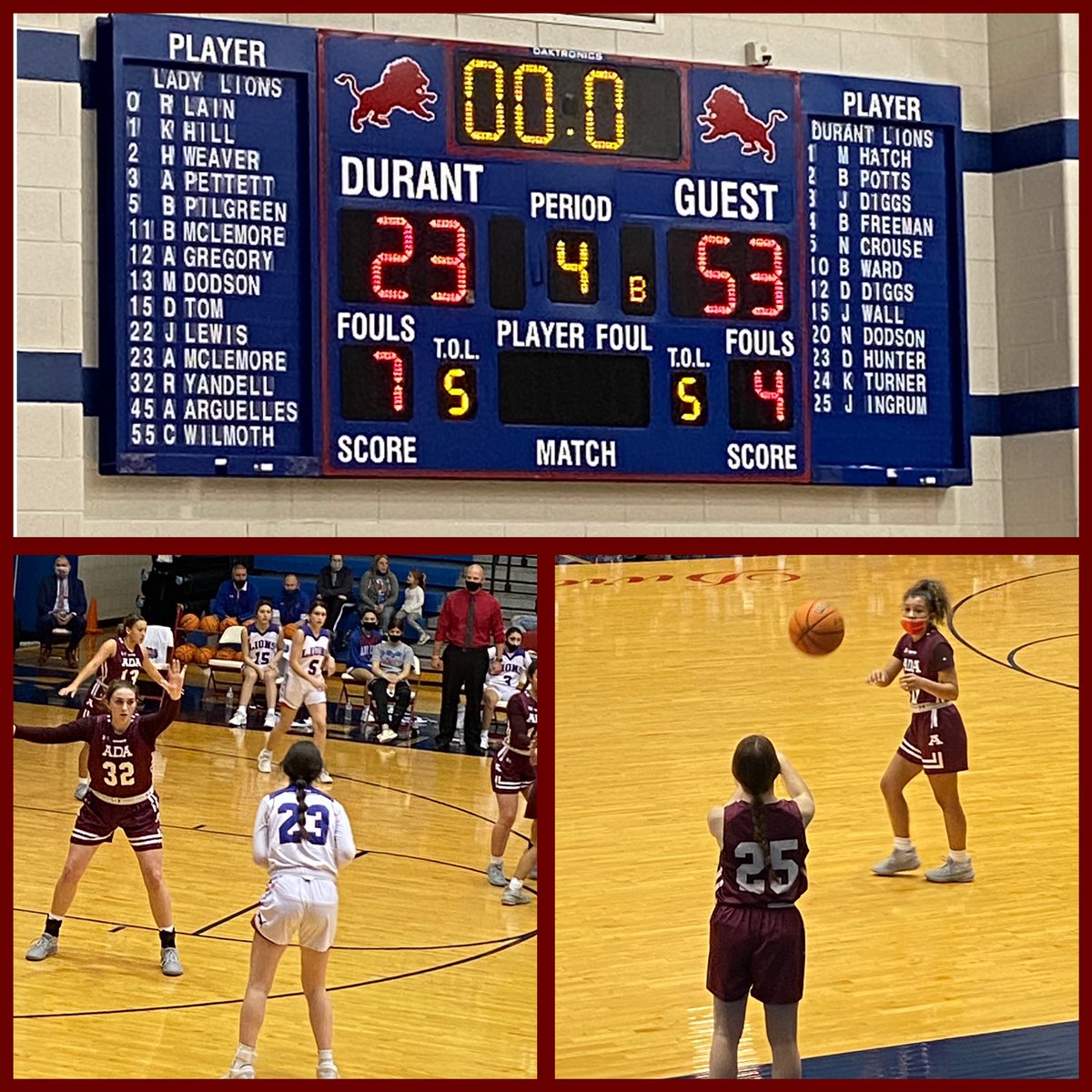 WeAreAda's tweet photo. Lady Cougars beat Durant 53-23🎉 Way to go, ladies!!! https://t.co/7P9yAHSUSV