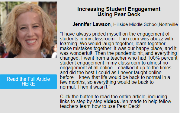 michiganmath's tweet photo. Another #MIMathCommunity highlight! @MrsLawsonMath shares info and video how-tos about Pear Deck! Find your email or check out the Publications page at https://t.co/P2dE0D6iFj #peardeck #mictm #mctm #mathteachers #virtualmath #mathed #miched https://t.co/T5vhREAqDR