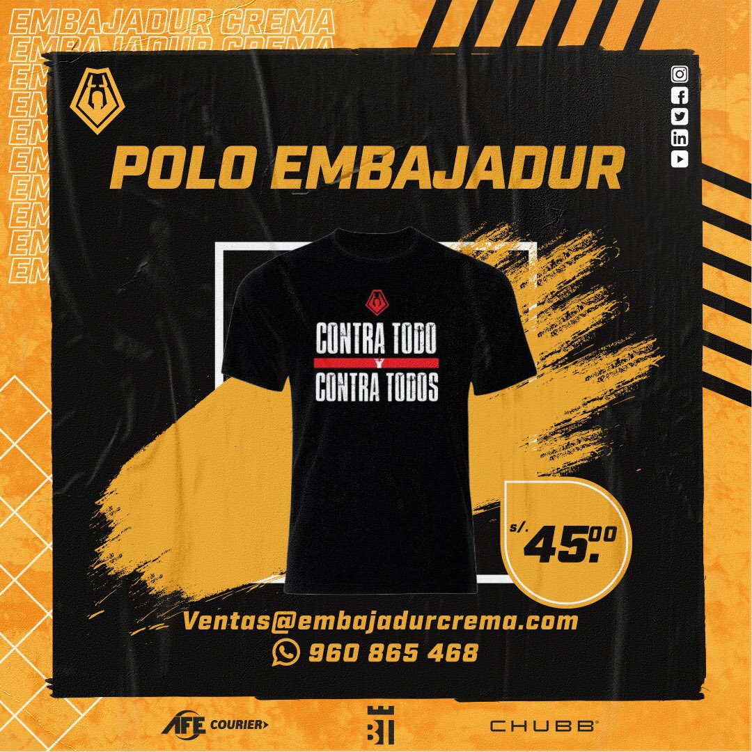 embajadurcrema's tweet photo. POLO EMBAJADUR 🔥

💵 S/. 45
🏍 Delivery a todo Lima 
📦 Envío a nivel nacional 
📩 ventas@embajadurcrema.com 
📲 960865468
👉🏻Talla de polos S-M-L- (XL + S/. 5) https://t.co/db9jeL4b74