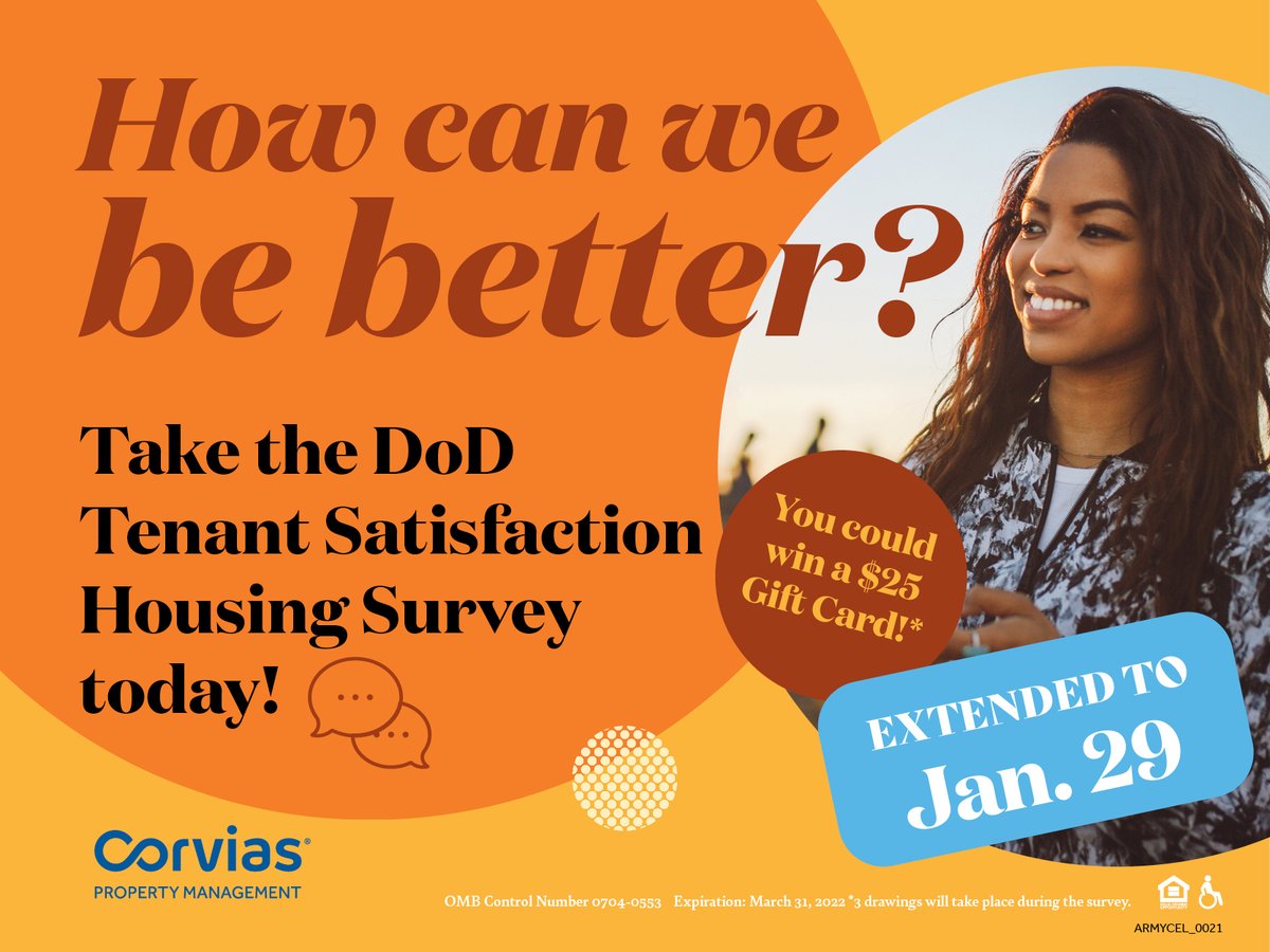 RileyResidents's tweet image. Voice your opinion. Complete your 2020 Tenant Satisfaction Survey today and be entered for a chance to win $25 gift card.