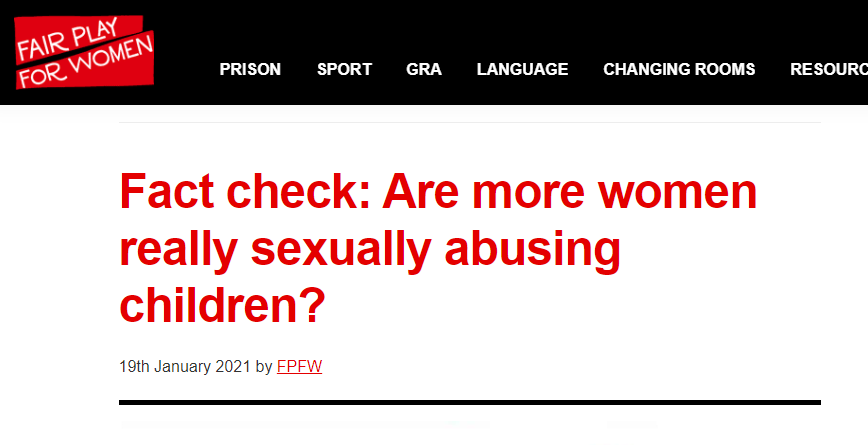 Fact check: Fairplay For Women.Thread,Anti-trans groups have moved to deflect an article that pointing out an issue of rising female sex offenders...and disingenuously point the finger at trans women...Lets crack it open...1/