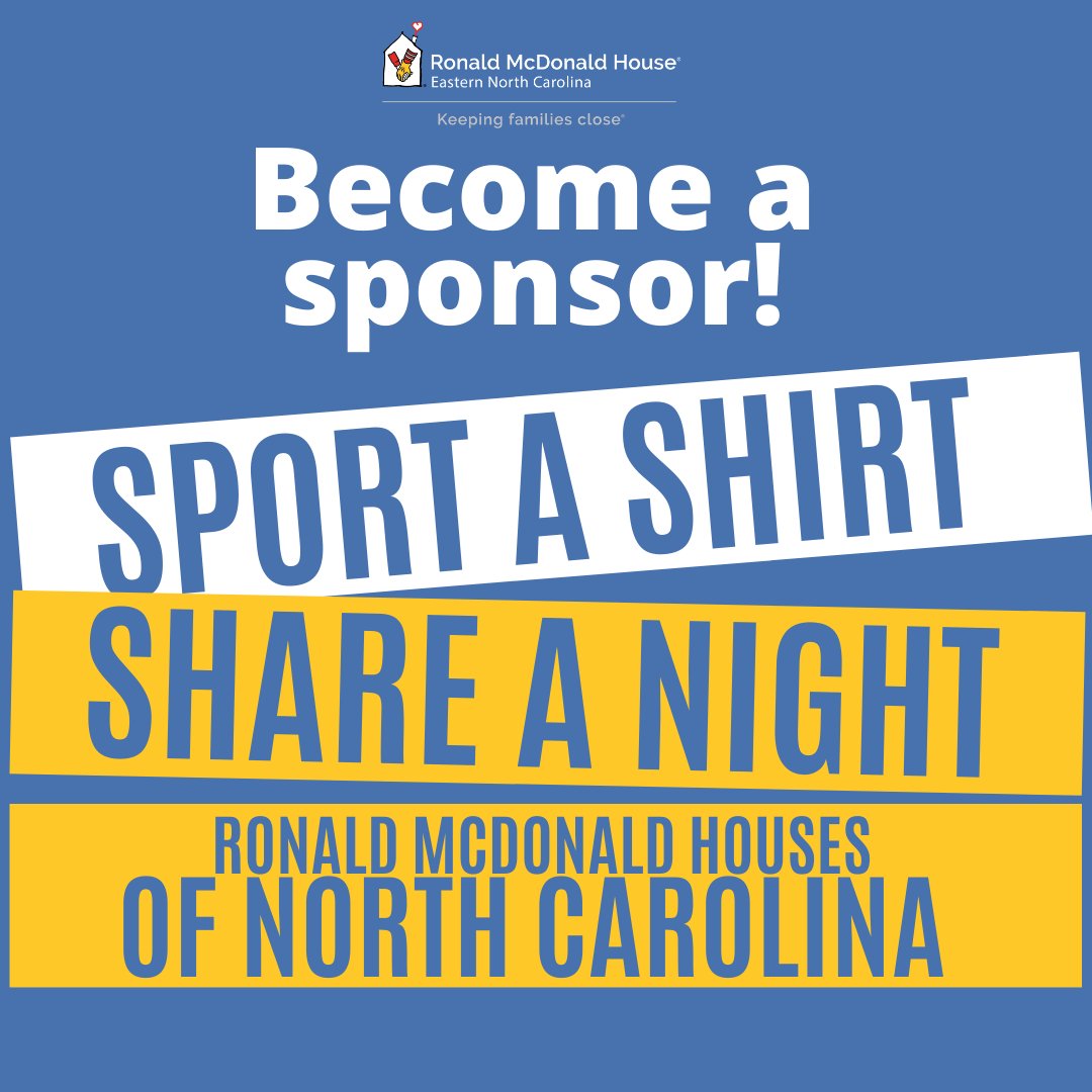 RMHs in NC are gearing up for our annual SAS Wear Day and we're looking for sponsors!

Sponsors receive logo recognition on 30,000 t-shirts to benefit the RMHs in NC &amp; promotion on all websites. If you want more information, email Melissa at melissa@rmhenc.org.