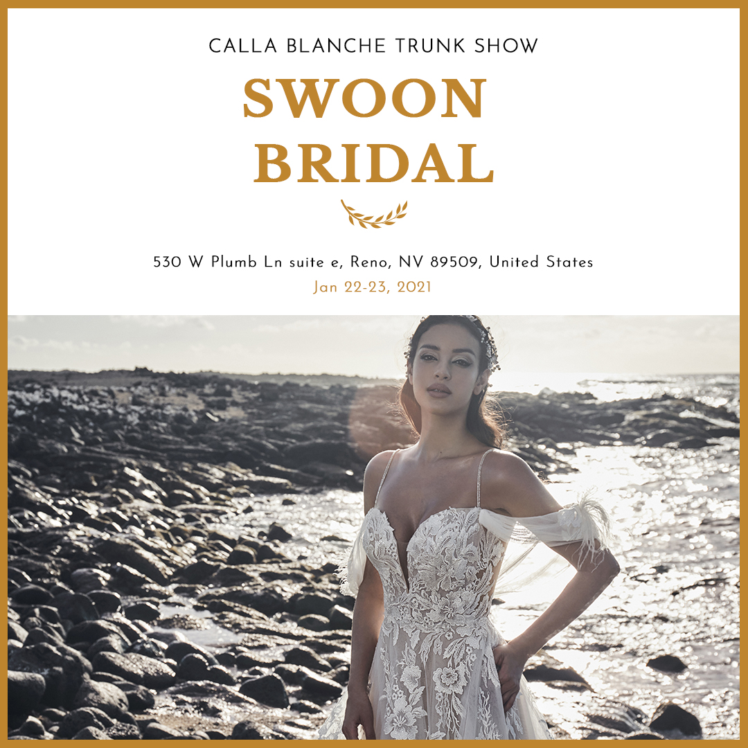 🔔 TRUNK SHOW ALERT! 🔔 Calling all 2021 #callabride’s! 💐Ready to fall in love with your dream #weddingdress? Check these out: 
<a href="/BReflections/">Bridal Reflections</a> Jan 29-30  
<a href="/dAnelliBridal/">d'Anelli Bridal</a> Jan 29-31
<a href="/Champagne_Lace/">champagne&lace</a> Jan 30-Feb 7
Swoon Bridal  Jan 22-23
Details on our website!