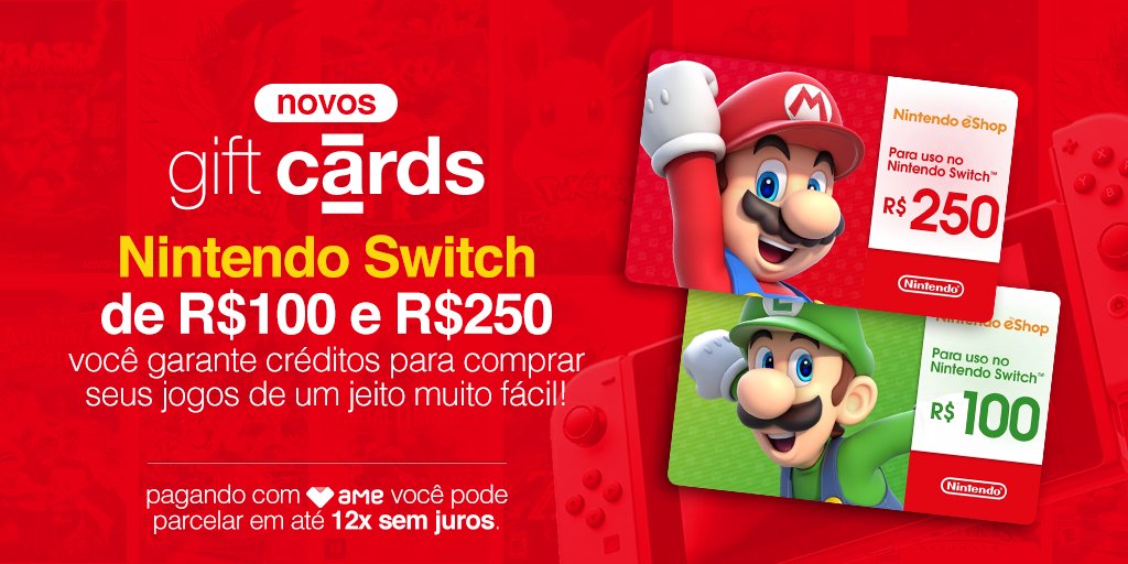 americanas on X: Com os Gift Cards Nintendo Switch você garante