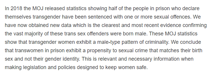So when we click on the hyperlink above, we get here....It says the MOJ released statistics that show half of the trans people in prison have been sentenced for one or more sexual offences.Half, 50%.....thats the first part of the equation...8/