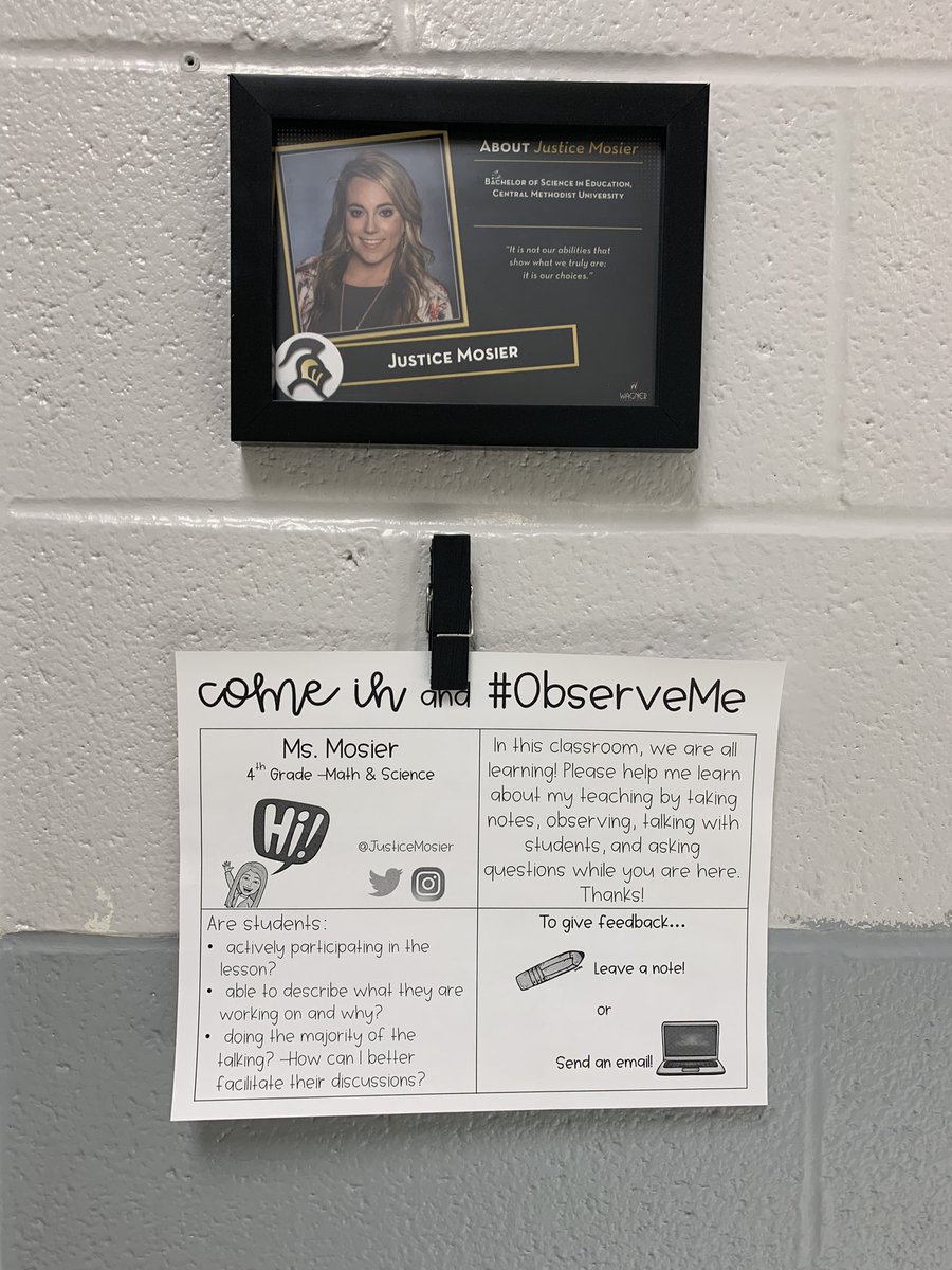 My classroom is always open for feedback! #ObserveMe #ComeOnIn