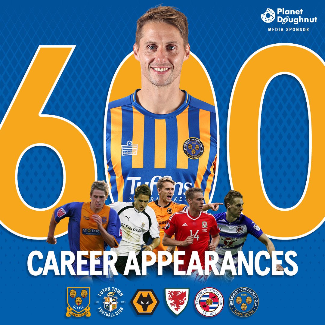shrewsburytown's tweet photo. Tonight’s game marked 6️⃣0️⃣0️⃣ Career Appearances for @_DaveEdwards 🔷🔶 #Salop https://t.co/QLVv5g9b52
