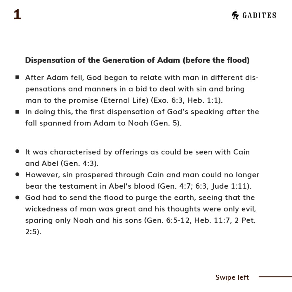 GaditesOfficial's tweet image. Our topic for discussion today is DISPENSATIONS IN THE OLD TESTAMENT. We will look into God&apos;s dealings with man by this testament. Swipe for more details!

Each scripture attached is for further understanding of the topic. Make sure you check them out!

#GADITES
#ATroopCometh