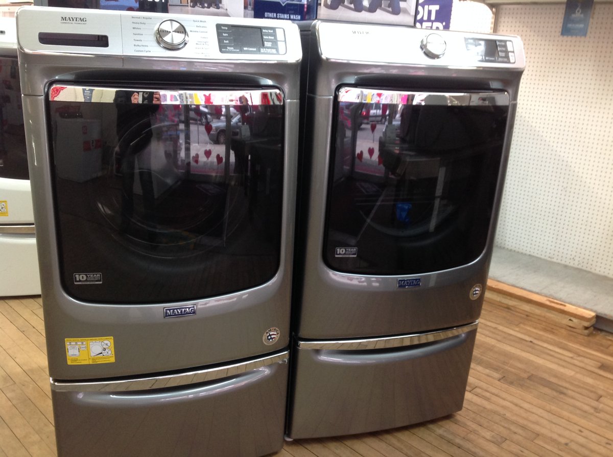 Maytag front load washers use less water, saving you on you on your water bill!! They cut drying time almost in half!!! We have Maytag front load washers and dryers in stock!!! You can stack them, put them on pedestals or put them side by side!!!