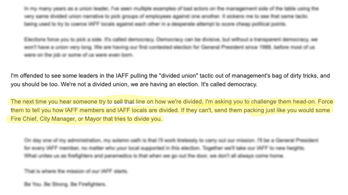 NotsoEdzo's tweet image. Challenge accepted, Edzo. YOU divided the IAFF when you damaged the IAFF brand in the media for your own gain and then hired an anti-union law firm to do your personal bidding. It’s your personal ambition and agenda that divided the IAFF. No denying it. #anyonebutedzo
