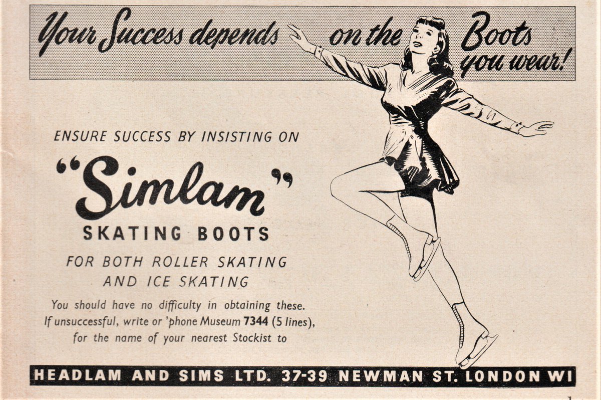 A 1951 advertisement for Simlam Skating Boots from 'Skating World' magazine. #BlastsFromThePast