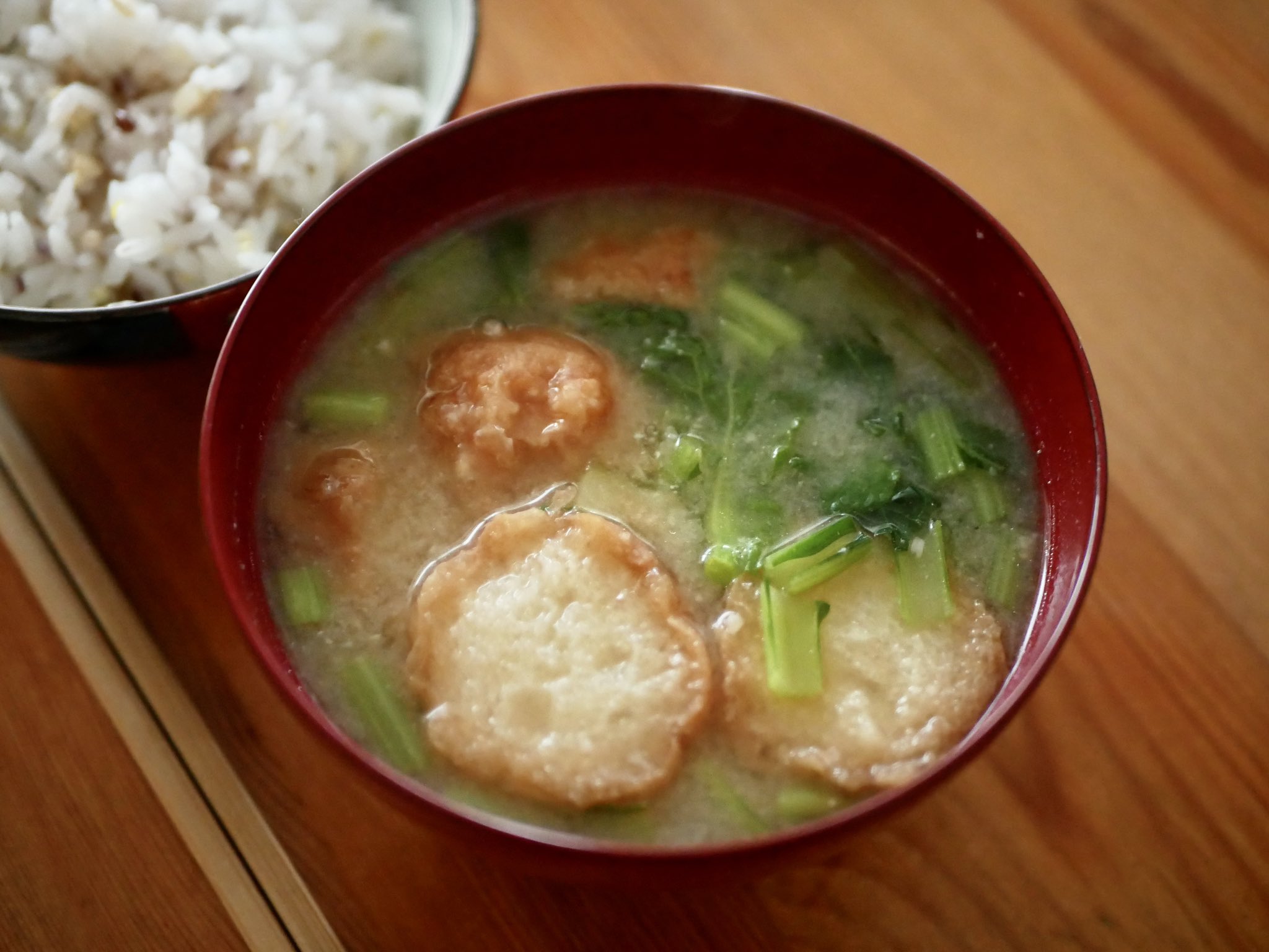 白央篤司 今朝の味噌汁はターサイと仙台油麩です 仙台油麩 味噌汁のコク出しにもいいですよ T Co Cuefo0ohn0 Twitter