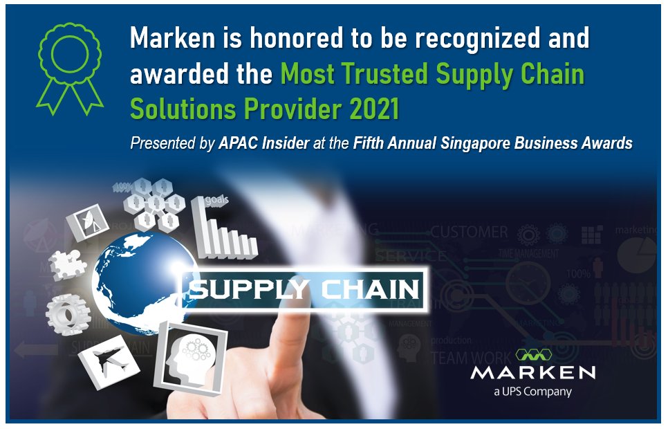 #Marken is honored to be recognized and awarded the Most Trusted #SupplyChainSolutions Provider 2021 at the fifth Annual #SingaporeBusinessAwards. This achievement demonstrates expertise within the industry, dedication to #clientservice and commitment to excellence and #quality.