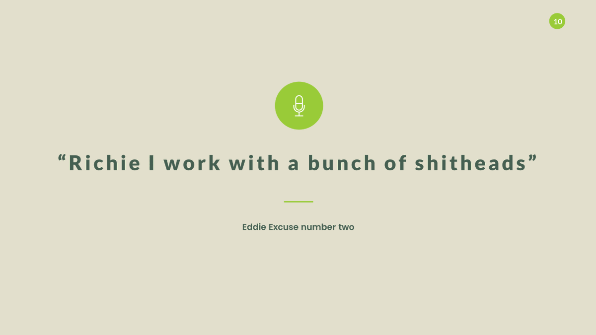 “Richie, look this isn’t because I’m ashamed of you okay? it’s just…”“they are walking ball and chain jokes and if one of their girlfriends were to talk back to them they’d scream in terror?”“yeah”“you mean my old audience?”