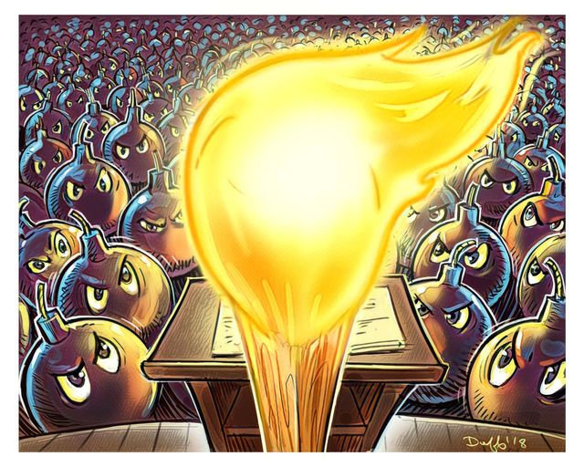 DowlingNick's tweet photo. For anyone who doesn't get the technical explanation of why Trump is to blame for radicalizing followers and inciting the attacks on January 6, this cartoon conveys the idea. https://t.co/J5i21VRSf2