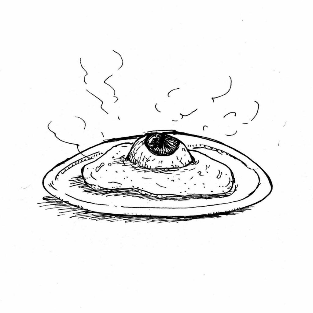 下田武志 Takeshi Shimoda 毎日アート 341 目玉焼き Fried Eye 目玉焼き Friedegg 毎日アート 絵描き ボールペンイラスト ボールペンアート 絵画 ペン画 ペンアート 絵 イラスト アート 手描き Art Illustration Drawing Penart