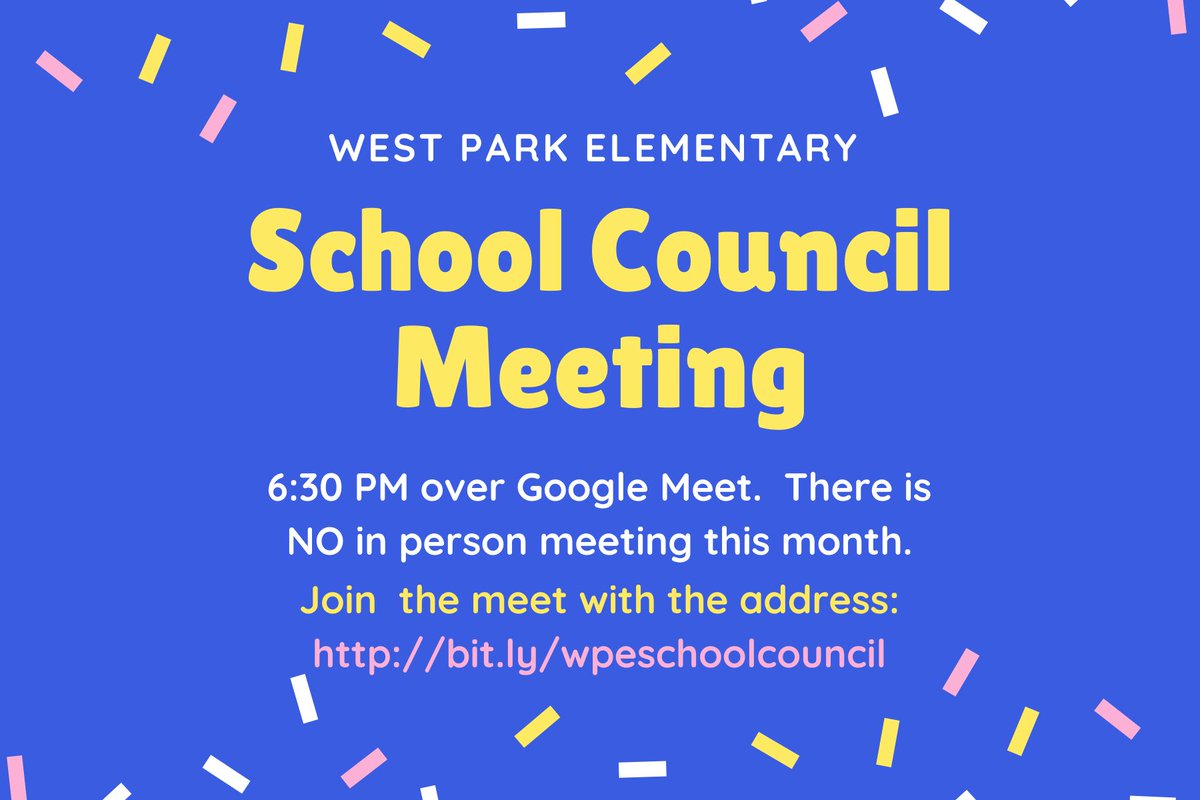 WPEschool's tweet photo. Looking forward to seeing you at our School Council Meeting! https://t.co/XbP2CNWvly