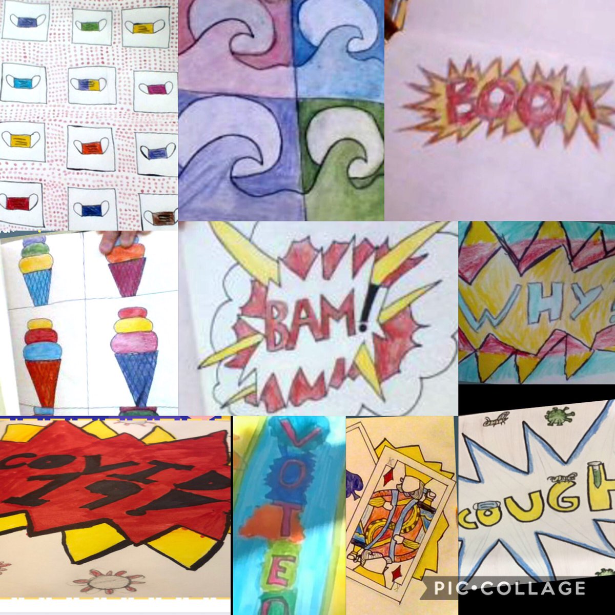 NSMSArt's tweet photo. Pop Art inspired by 2020.
@NSMSVikings @NSMSVikingsAP @NSArts1 @PeterGiarrizzo @drzublionis #cantstopnsarts #thepowerofart #middleschool #popart https://t.co/U5OsvNwZou
