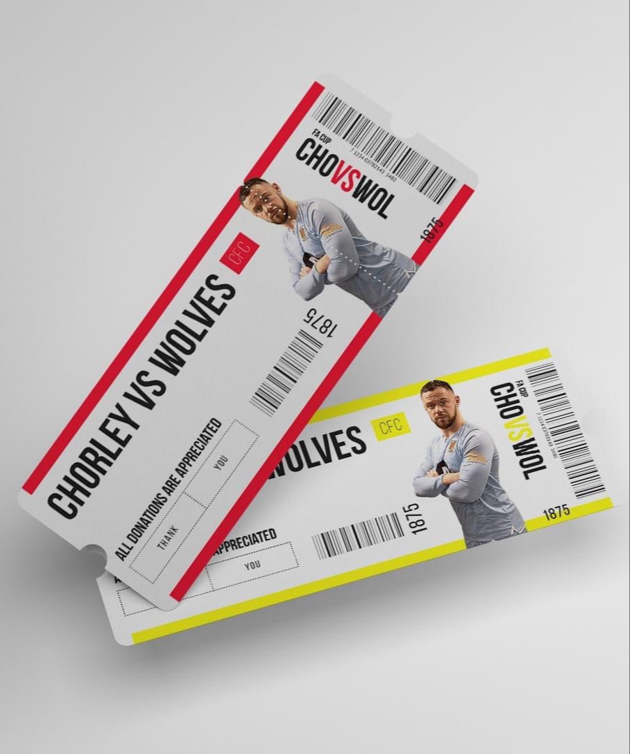 Doing our bit with a virtual ticket for <a href="/chorleyfc/">Chorley FC</a> v <a href="/Wolves/">Wolves</a> <a href="/EmiratesFACup/">Emirates FA Cup</a> tie. 
Shout out and donation also to @CFCST  
See you on Friday <a href="/btsport/">TNT Sports</a> <a href="/btsportfootball/">tntsportsfootball</a>