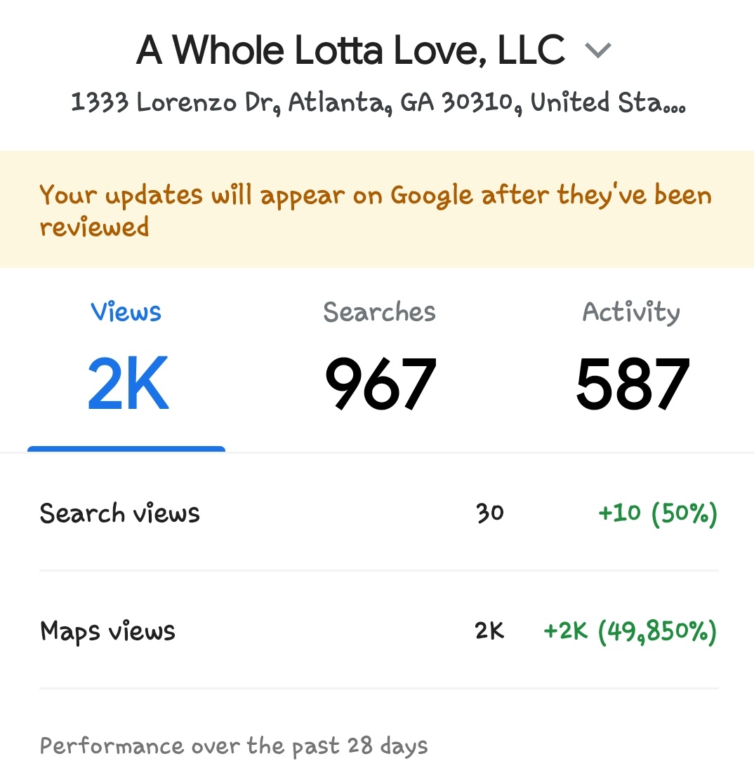 AWLLATL's tweet photo. My google business page doing numbers! Thank you!!
Give your food A Whole Lotta Love
#love #awll #awholelottaloveatl #wings #fish #shrimp #teriyaki #sweetheat #drinks #lovefloe #realfruit #awllatl #fresh #newflavor #atlanta #westside #eastpoint #westend #oaklandcity https://t.co/Ewn6m0JHV8