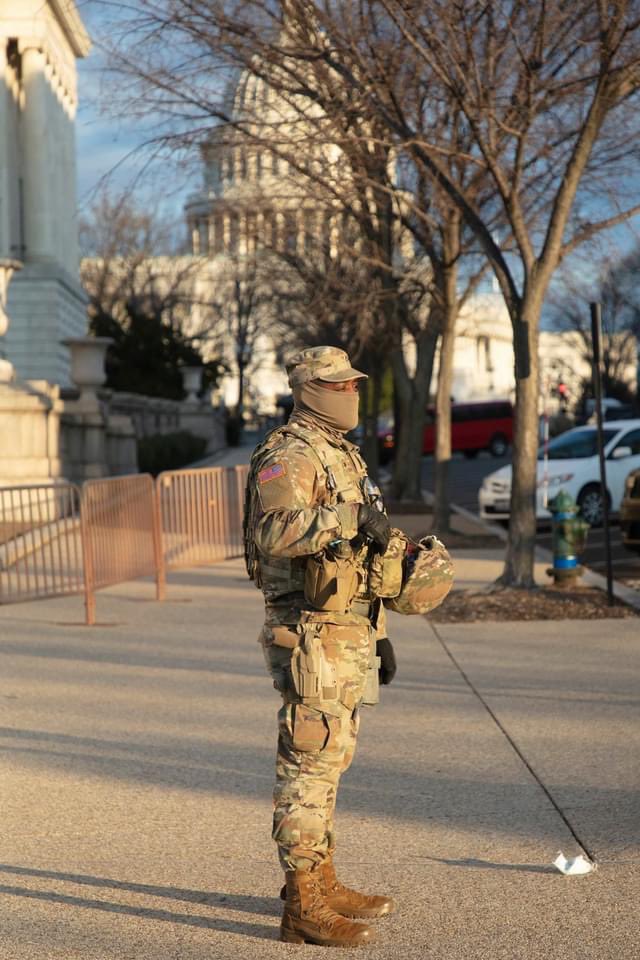 TheNationsFirst's tweet photo. Soldiers from the Mass National Guard provide security support in Washington D.C. Five hundred Mass National Guard members were activated by Gov Baker and are part of roughly 25,000 National Guard members, from across the nation, involved in the 59th Presidential Inauguration. https://t.co/juC1TD66Pd