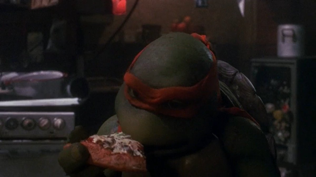 Awwww!! Also, Mikey accidentally dropped pizza on Splinter!