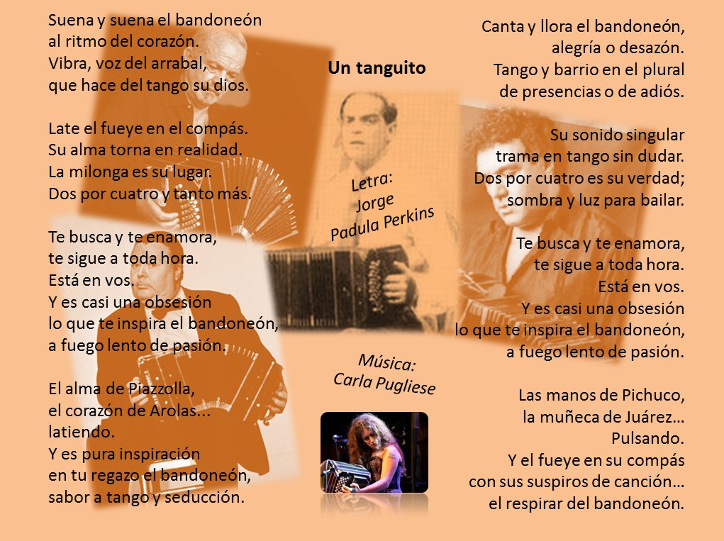 Letrasqueescrib's tweet photo. #UTanguito #tango #tangos #letra #música #bandoneón #bandoneonista #Pichuco #Piazzolla #Arolas #Juárez
"Un tanguito" (J. Padula Perkins/C. Pugliese). https://t.co/ok1dAgDYcw