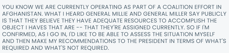 From transcription of the Hawley-Austin exchange (which is not great), here is Austin's response: