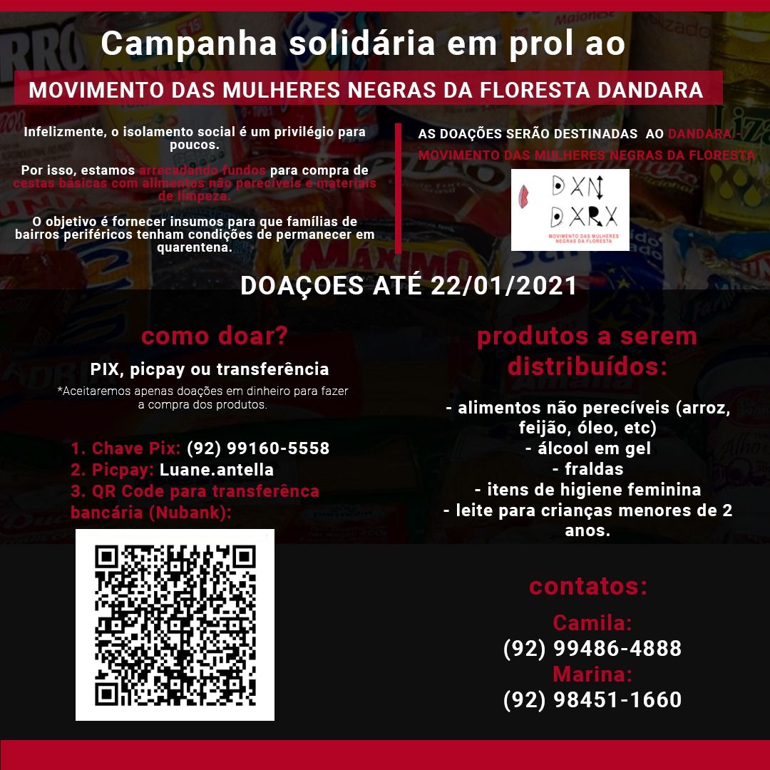 Garotaburlesca's tweet image. #SOSAM #nortepelonorte 

Estamos com uma campanha para arrecadar cestas básicas, pois sabemos que nesse período de lockdown muitas famílias perderam o seu meio de sustento e estamos sem auxílio financeiro nenhum. Toda a ajuda é importante.