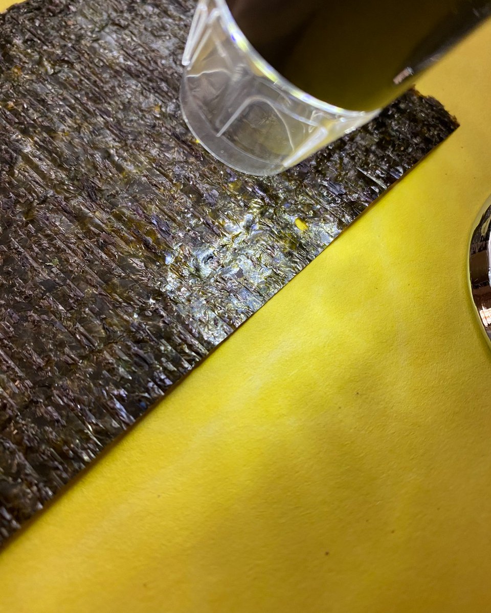ExploraNM's tweet photo. It's seaweed! This particular piece has been roasted and makes a great snack! Since seaweeds have no roots, leaves, stems, or flowers, each cell gets needed nutrients from water around it! See you next week for another Explora #closeup! #HowWeExplora #STEAM #ExploraNM #STEMatHome https://t.co/CntUufXjFj